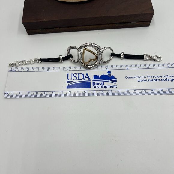 Brighton Two Tone Heart Bracelet Silver And  Gold Love Adjustable Style Charming - Picture 8 of 9